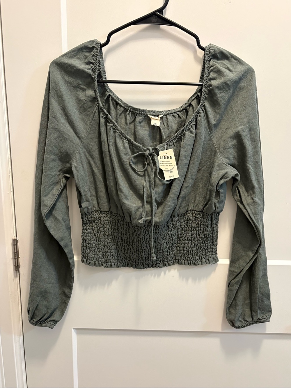 NWT Forest Green Linen Top